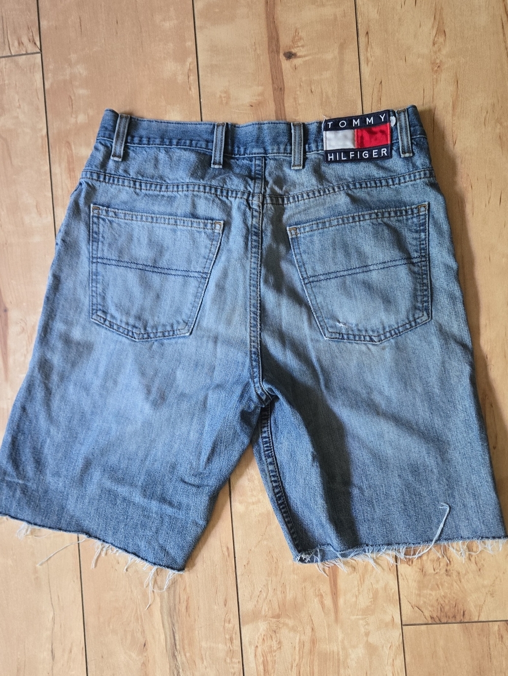 Tommy Hilfiger Blue Denim Cutoff Shorts with Back Logo Patch
